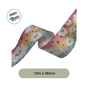 Fita de Cetim 10m x 38mm - Cor 138 - Nuvem Feliz - Rolo 10 metros - 1 unidade - Progresso - Rizzo