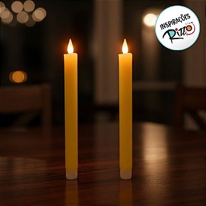 Kit com 2 Velas de Led em Parafina com Relevo - Amarela - 25cm - 1 unidade - Cromus - Rizzo