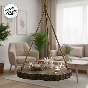 Balanço Rústico Decorativo em Madeira Natural Formato Orgânico - 37,5x33cm - 1 unidade - Cromus - Rizzo