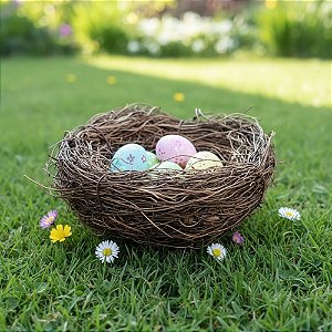 Ninho Decorativo de Páscoa - 10x10cm - 1 unidade - Cromus - Rizzo