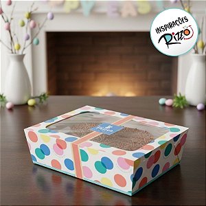 Caixa Practice para Meio Ovo de 350g - Coelhinhos - 6 unidades - Cromus - Rizzo