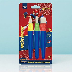 Kit Pincel Infantil - Homem Aranha - 3 Itens - Disney Original - 1 unidade - Rizzo