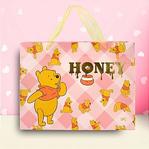 Sacola de Plástico Horizontal - Ursinho Pooh - 32x24x8cm - Disney Original - 1 unidade - Rizzo