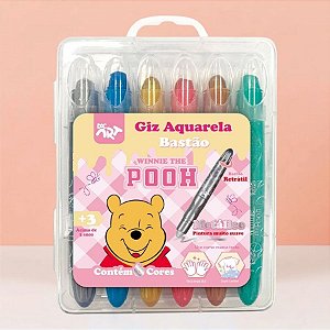 Giz Aquarela Metálico Bastão - Ursinho Pooh - 6 Cores - Disney Original - 1 unidade - Rizzo