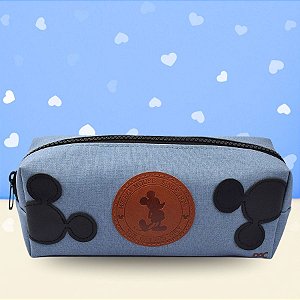 Estojo Simples com Zíper Tratorado - Mickey Mouse Azul - 21x8cm - Disney Original - 1 unidade - Rizzo