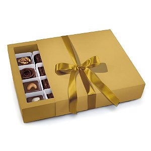 Caixa Luva 16 Bombons Ouro - 17cmx17cmx4cm - 10 unidades - Cromus - Rizzo