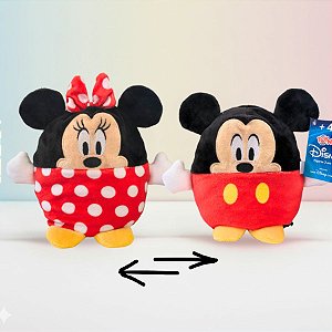 Pelúcia Dupla Face - Minnie e Mickey - 14cm - Disney Original - 1 unidade - Rizzo