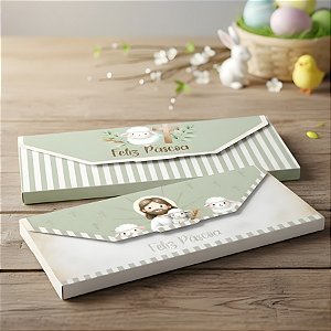 Caixa Cartinha para Barra de Chocolate de 80g - Ressurreição Composê - 18,5x9cm - 10 unidades - Cromus - Rizzo
