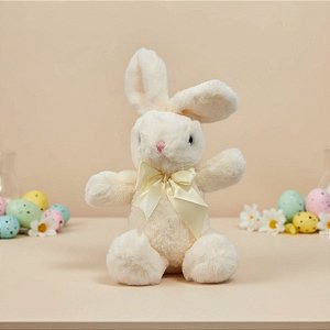 Coelho de Pelúcia Branco com Laço - 37x21,5x12cm - 1 unidade - Rizzo