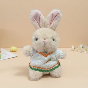 Coelho de Pelúcia Creme de Blusa Cenoura - Branco,Verde e Laranja - 26,5x18x9,5cm - 1 unidade - Rizzo