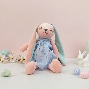 Coelho de Pelúcia Rosa de Vestido e Laço - Azul - 34,5x25x7,5cm - 1 unidade - Rizzo