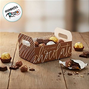 Caixote de Papel Cartão - Tons de Chocolate - 22x15x8cm - 1 unidade - Cromus - Rizzo