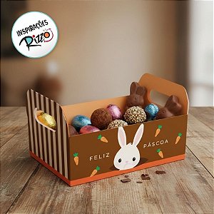 Caixote de Papel Cartão - Coelho Sai da Toca - Laranja - 25x19x10cm - 1 unidade - Cromus - Rizzo