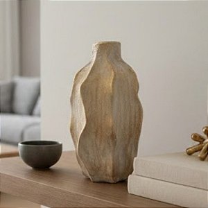 Vaso Decorativo Orgânico de Cerâmica - Dourado - 40x23x23cm - 1 unidade - Cromus - Rizzo