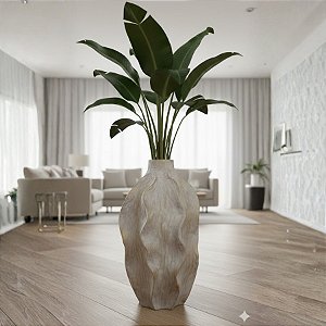 Vaso Decorativo Orgânico de Cerâmica - Dourado - 36x11x11cm - 1 unidade - Cromus - Rizzo