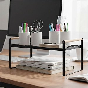 Organizador de Armário com Alça - Ferro e Bambu - 32x21x18cm - 1 unidade - Cromus - Rizzo