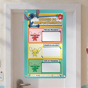 Painel Decorativo em EVA - Stitch - Quadro do Comportamento - 43x32cm - Disney Original - 1 unidade - Rizzo