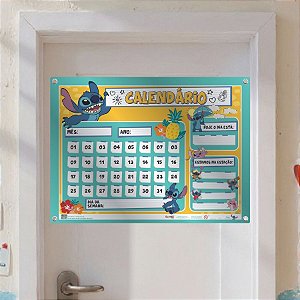 Painel Decorativo em EVA - Stitch - Calendário - 64x46cm - Disney Original - 1 unidade - Rizzo