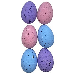 Ovinhos de Páscoa Decorativos para Pendurar - Candy com Respingos Pretos - 6cm - 6 unidades - Rizzo