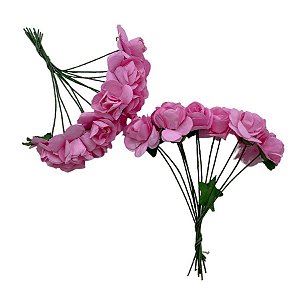 Mini Buque de Flores Artificiais - Rosas - 8cm - 12 unidades - Rizzo