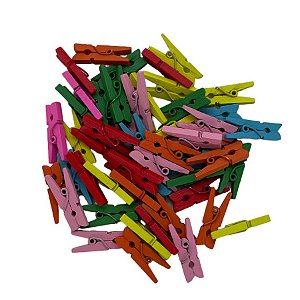 Prendendor de Madeira Colorido - 2,5cm - 50 unidades - Rizzo