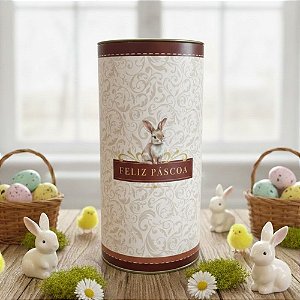 Lata Rígida Para Ovos de 250g - Classique Bunny Arabescos - 16,5x9cm - 1 unidade - Cromus - Rizzo