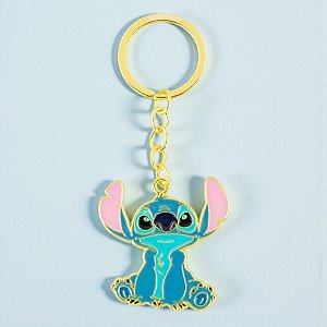 Chaveiro Metal - Stitch - Azul e Dourado - 4cm - Disney Original - 1 unidade - Rizzo