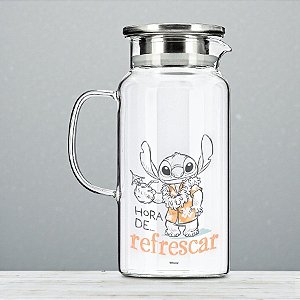 Jarra de Vidro com Tampa Hermética - Stitch - 1,8l - Disney Original - 1 unidade - Rizzo