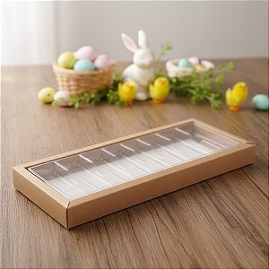 Caixa Para Tablet de Chocolate - 7 Cavidades - Kraft - 26,5x10x2cm - 5 unidades - Crystal - Rizzo