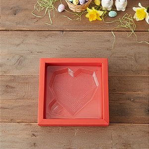 Caixa Coração Diamantado - 1 Cavidade - Vermelho - 13x13x3cm - 5 unidades - Crystal - Rizzo