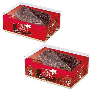 Caixa New Practice com Regulagem de Altura Meio Ovo Flor de Cacau Vermelho Sortido- 06 unidades - Cromus Páscoa - Rizzo