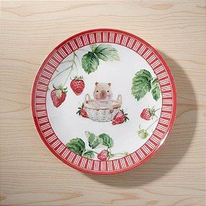 Prato de Sobremesa de Páscoa em Melamina - Morangos - 20x20x1cm - 1 unidade - Cromus - Rizzo