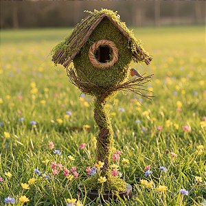 Enfeite Decorativo - Casa de Pássaro - 32cm - 1 unidade - Cromus - Rizzo