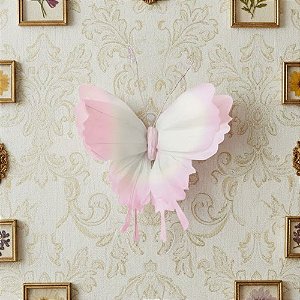 Enfeite Decorativo - Borboleta com Presilha - Rosa e Branca - 28x22x18cm - 1 unidade - Cromus - Rizzo