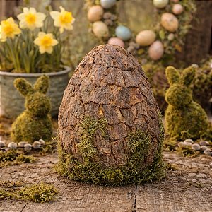 Ovo Decorativo em Madeira Rústico - Linha Rustic - Cromus Páscoa - G 10x15cm  - 1 unidade - Cromus - Rizzo