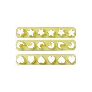 Kit Régua Cortador Miniaturas - Estrela, Lua e Coração - 3 unidades - Rizzo