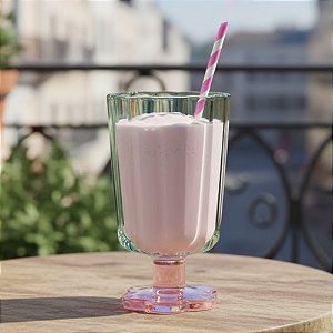 Taça de Vidro - Flor - Verde e Rosa - 270ml - 1 unidade - FlorArte - Rizzo