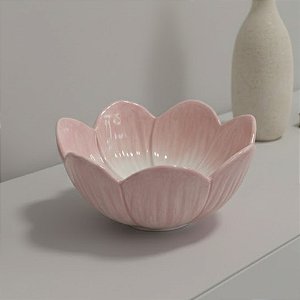 Tigela Decorativa de Cerâmica - Flor Rosa - 16x16x7cm - 1 unidade - FlorArte - Rizzo