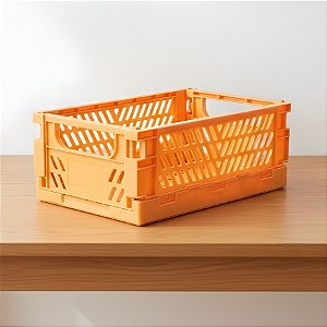 Cesta de Plástico Para Decoração - Laranja - 17x11x6cm - 1 unidade - Rizzo