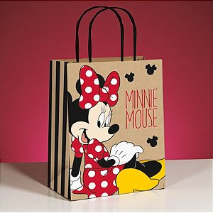 Sacola de Papel - Minnie Kraft Colors - G 32x26,5x13cm - Disney Original - 10 unidades - Cromus - Rizzo