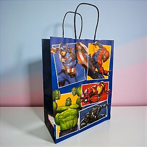 Sacola de Papel - Vingadores - Azul - G 32x26,5x13cm - Disney Original - 10 unidades - Cromus - Rizzo