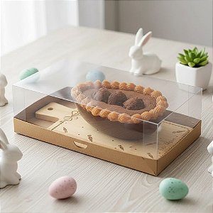 Caixa Para Meio Ovo de 150g a 250g com Tábua de Bambu - Cenourinhas - 21,5x11x6,5cm - 1 unidade - Cromus - Rizzo