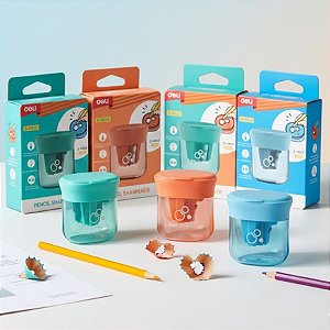 Apontador 3 Furos com Reservatório - 5x5cm - 12 unidades - Deli - Rizzo