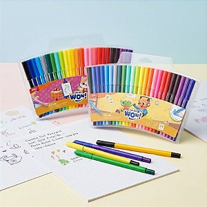 Kit de Canetinha Hidrográfica Lavável com 24 Cores - Ponta 1mm - 1 unidade - Deli - Rizzo