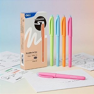 Caneta Gel Apagável - Sortido - Ponta Agulha 0.5mm Preto - Caixa - 12 unidades - Deli - Rizzo