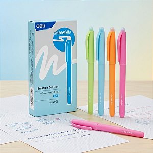 Caneta Gel Apagável - Sortido - Ponta Agulha 0.5mm Azul - Caixa - 12 unidades - Deli - Rizzo