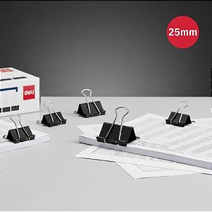 Prendedor de Papel Effortless - Suporta 110 Folhas - 25mm - Caixa - 144 unidades - Deli - Rizzo