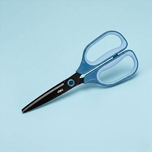 Tesoura Black Simétrica com Grip Emborrachado - Azul - 17,5cm - 1 unidade - Deli - Rizzo