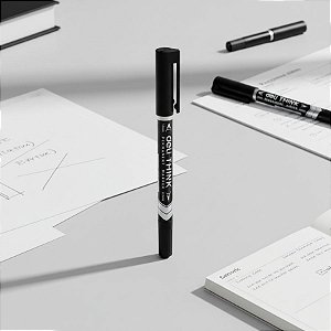 Marcador Permanente Duas Pontas - 0,5mm e 1mm Preto - Caixa - 12 unidades - Deli - Rizzo
