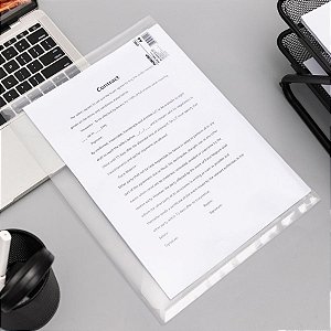 Pasta Documentos com Fecho de Botão A4 - Transparente - 21x29,7cm - Pacote - 12 unidades - Deli - Rizzo